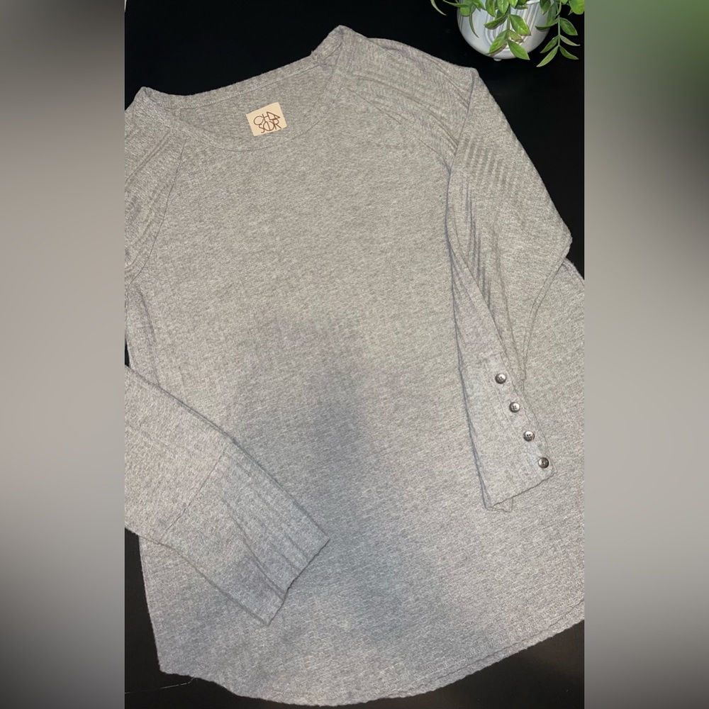 Chaser Women's Gray Waffle Knit Thermal Top Size 2XL EUC